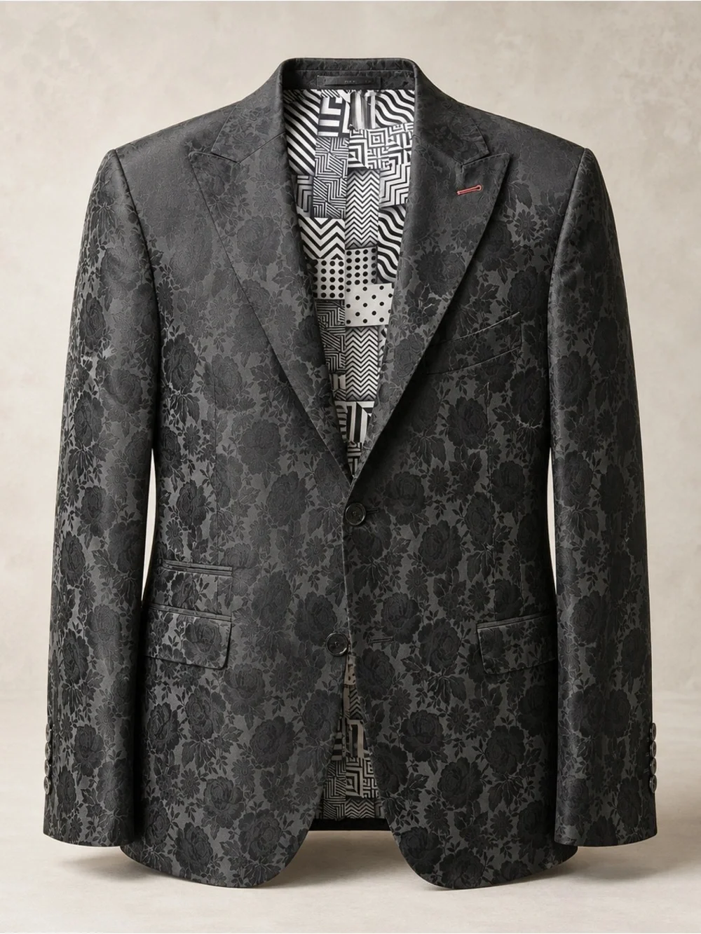 Black Floral Jacquard Blazer - Men's Tailored Sport Coat
